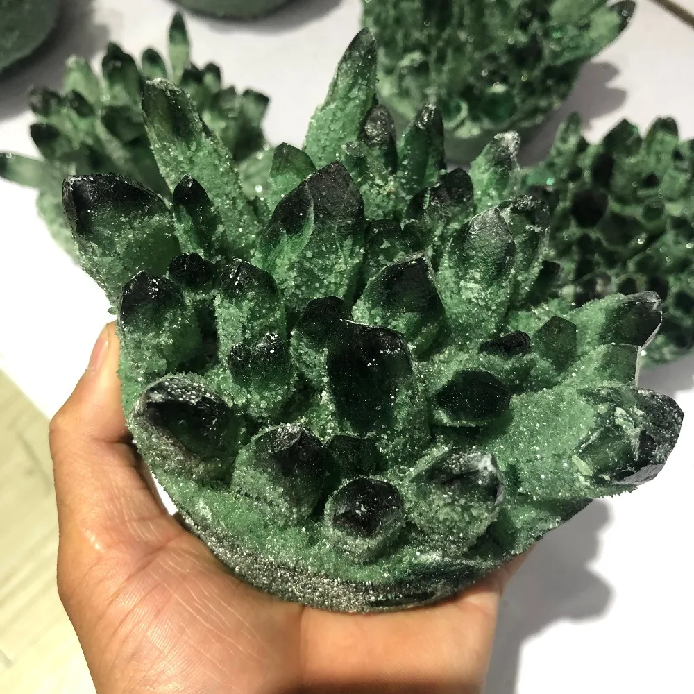 

1pcs natural crystal mineral green ghost crystal cluster energy healing