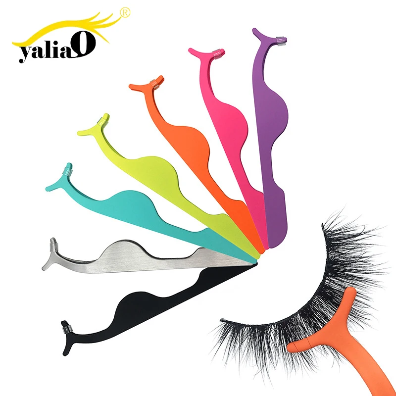 

YALIAO 7 Colors False Eyelash Tweezers Auxiliary Clip Clamp Makeup Eyelash Extension Forceps Double Eyelid Tweezers