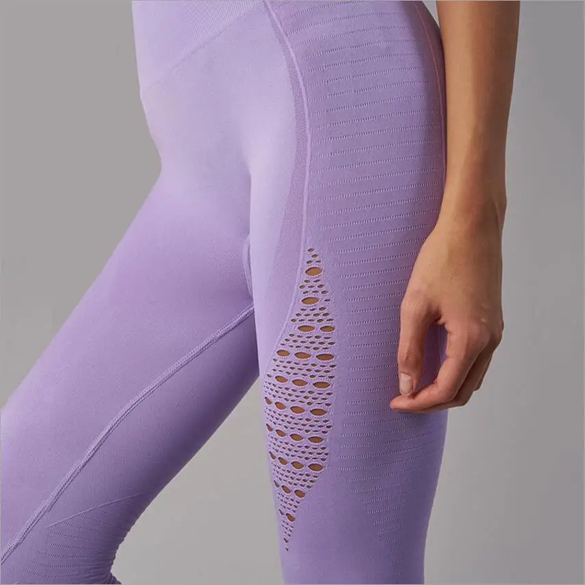 

Active Wear Super Stretchy Sexy Trousers Purple Fitness Leggings Women Energy Seamless Tummy Control Pants High Waist Leggings