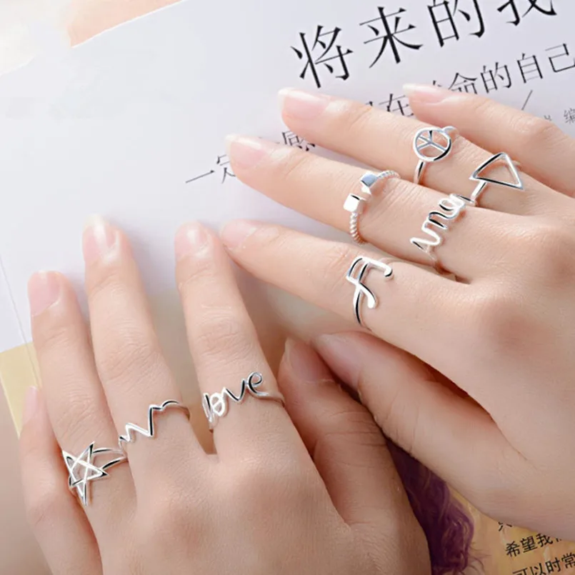 

Simple & Fashion Ladies Music Note Cocktail Ring Plated Silver Cute Love Ring Adjustable Ring Lovely Gift for Women Birthday
