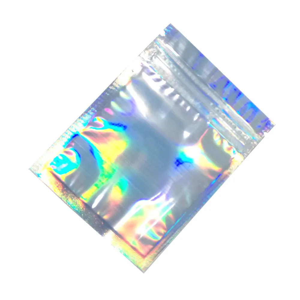 100 шт./лот лазерной Алюминий фольга с застежкой продается упаковки мешок Mylar конфеты, снек контейнер для хранения фасоли пакет с застежками