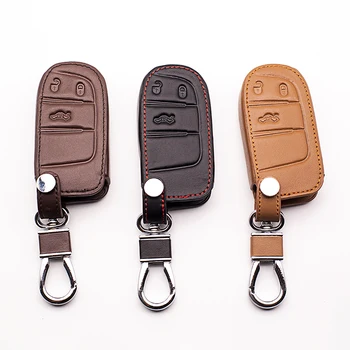 

Leather Car key cover for Dodge JCUV dart journey For Fiat for Jeep wrangler Cherokee compass longitude Patriot Chrysler 300c