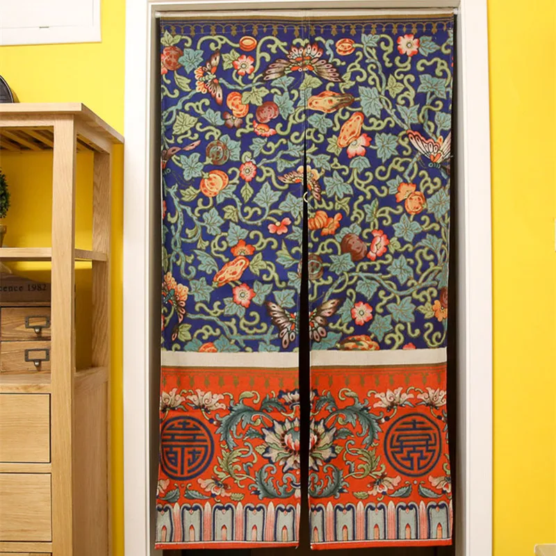 

Blossoming Flower Prints Cotton Linen Door Curtains 85*120cm Pastoral Style Bedroom Dividers/Partitions Wall Hanging Decors
