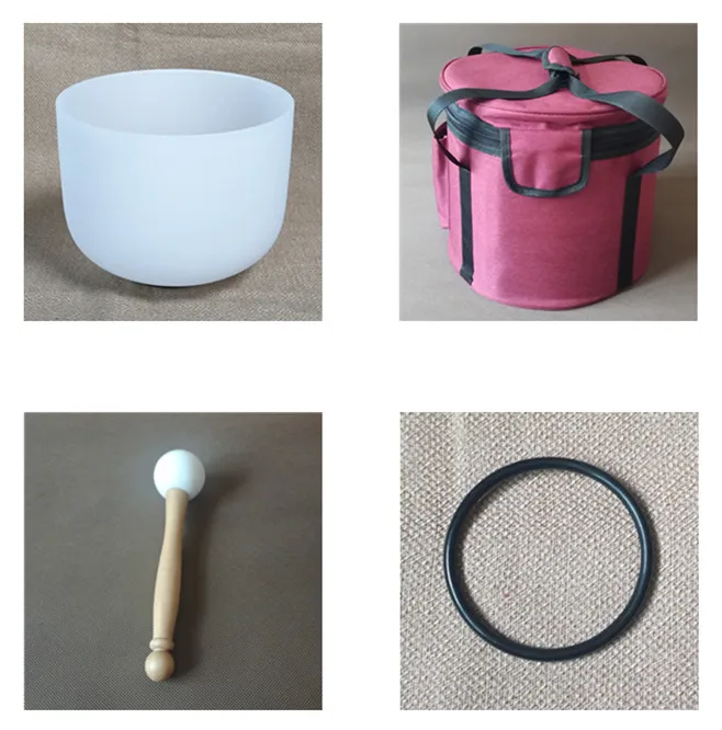 

8" Note C/D/E/F/G/A/B Chakra Frosted Quartz Crystal Singing Bowl + Rose Red Carry Bag
