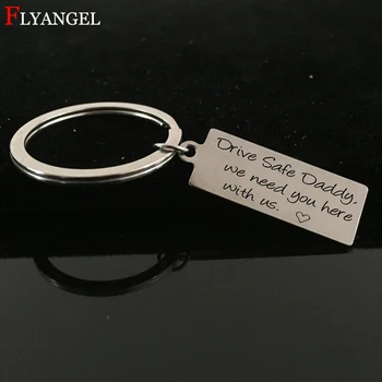 

Fashion Engraved Jewelry Drive Safe Daddy Charm Keychain For Dad Father Men Father's Day Birthday Gift Stainless Steel Keyring