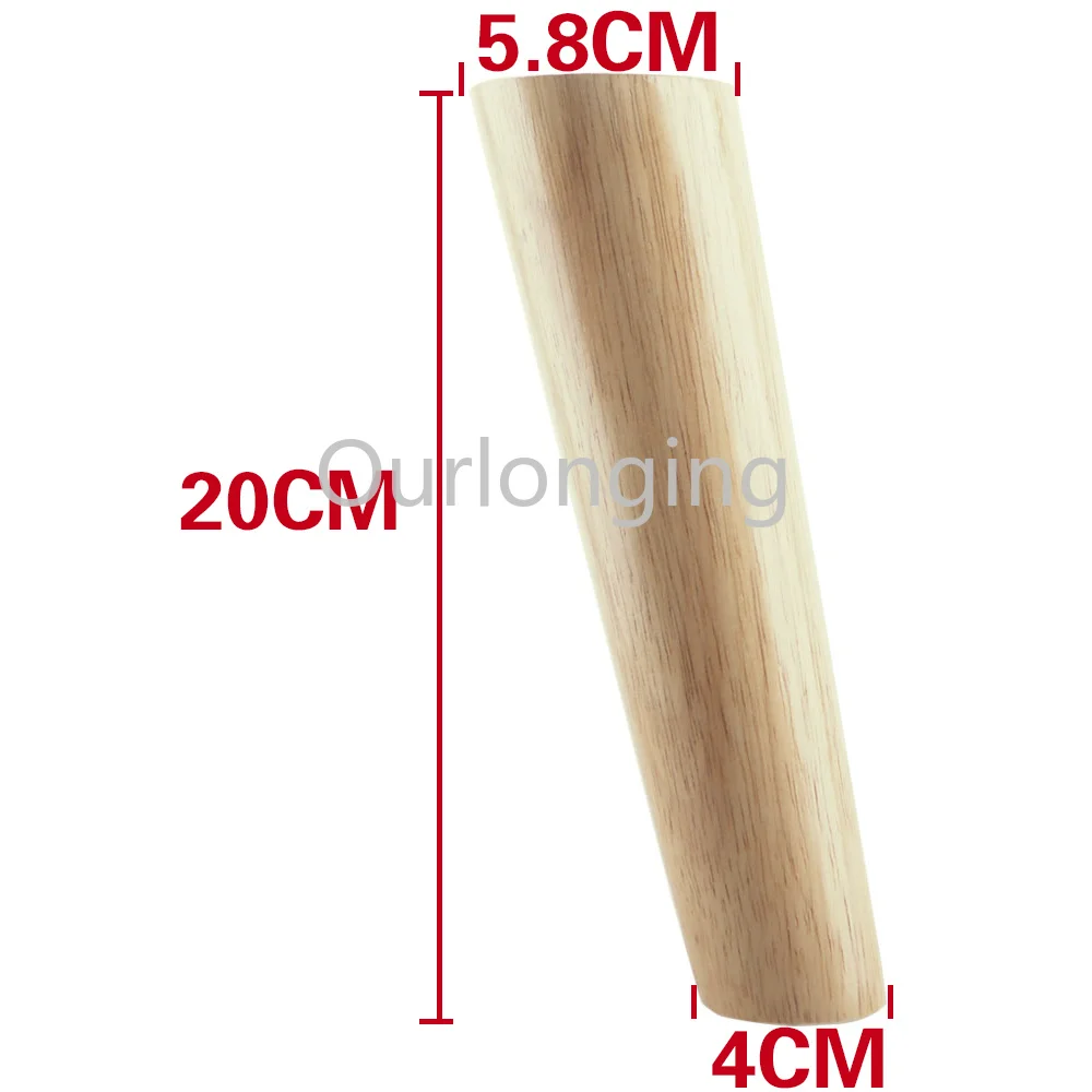 4 шт. дубовая древесина, высота 20056x38 мм, надежная наклонная мебельная ножка с железной пластиной, диван, стол, шкаф, ножки с железными пластинами