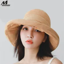 Minhui новые модные вельветовые ведро Шапки для Для женщин широкими полями Твердые рыбалка шапки осень Винтаж Панама