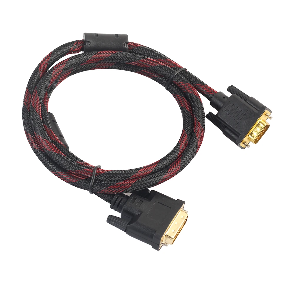 1,5 м DVI мужской VGA Мужской DVI-I кабель 24+ 5 VGA кабель с поворотом Соединительный кабель для DVI-I VGA видео для HDTV DVD ноутбука