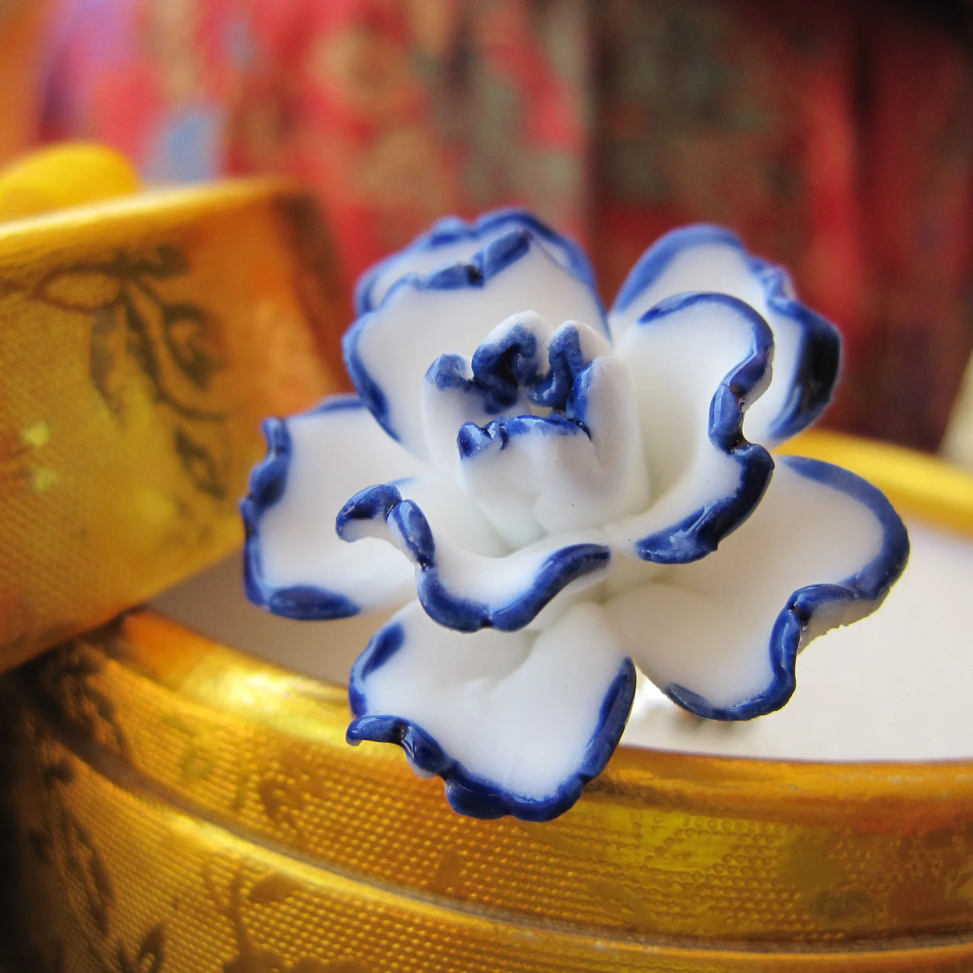

2019 1PC New Ceramics Flower Rings Women Girl Handmade Fashion Jewelry Wedding Ring Gift For Best Friend ZJZ0120