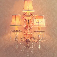 Домашний 3 светильник s Золотой декоративный настенный светильник бра большой светодиодный внутренний настенный светильник+ тканевый абажур+ хрустальный зеркальный светильник для спальни abajur