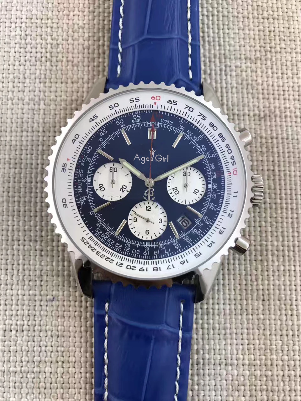 

Luxury Brand New Men Automatic Mechanical Chronometer Stopwatch Black Blue Leather Date Stainless Steel Sapphire Watches AAA+