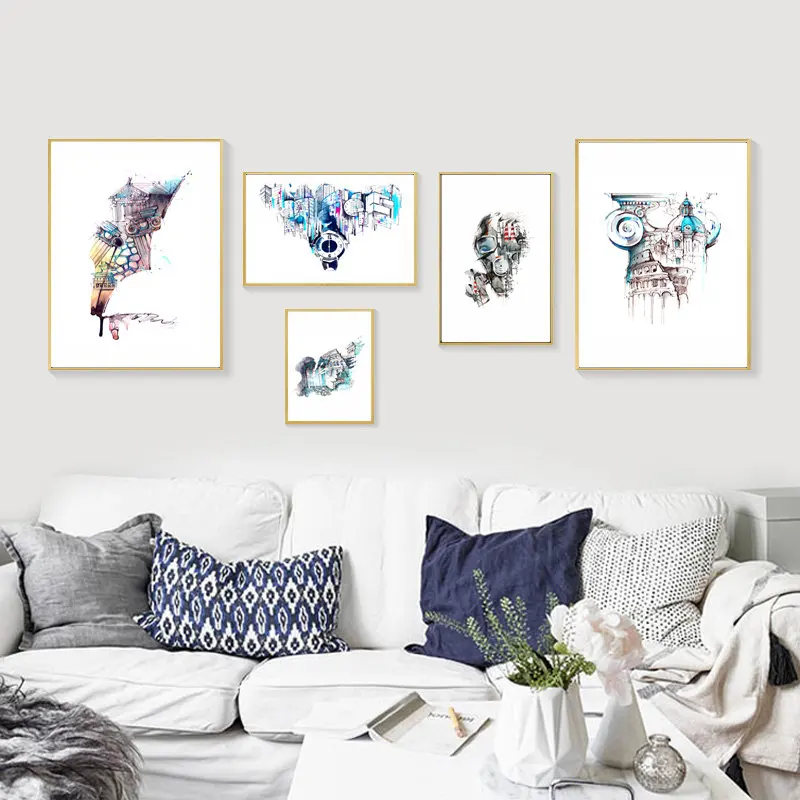 

Creative Watercolor Poster Abstract Wall Art Decoration Children Colorful Posters And Prints Canvas Painting Wall Picture PD2663