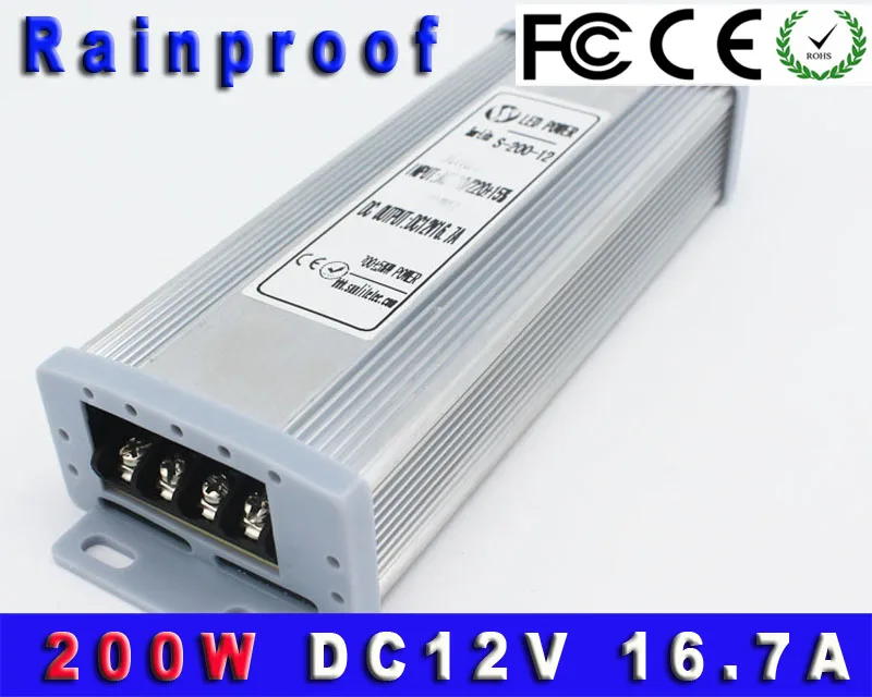 Rushed Outdoor For Dc Power Adapter Converter Dc12v 16.7a 200w Switching Power Supply Transformer Ac-dc Led Strip Display Light 