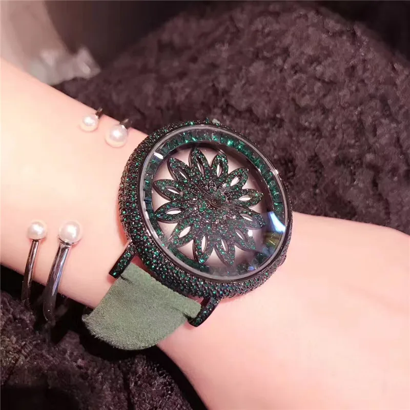 Новые модные женские часы с вращающимся циферблатом, зеленые часы, популярный стиль, водонепроницаемые женские часы для женщин, часы в подарок, Relojes Mujers - Цвет: Зеленый