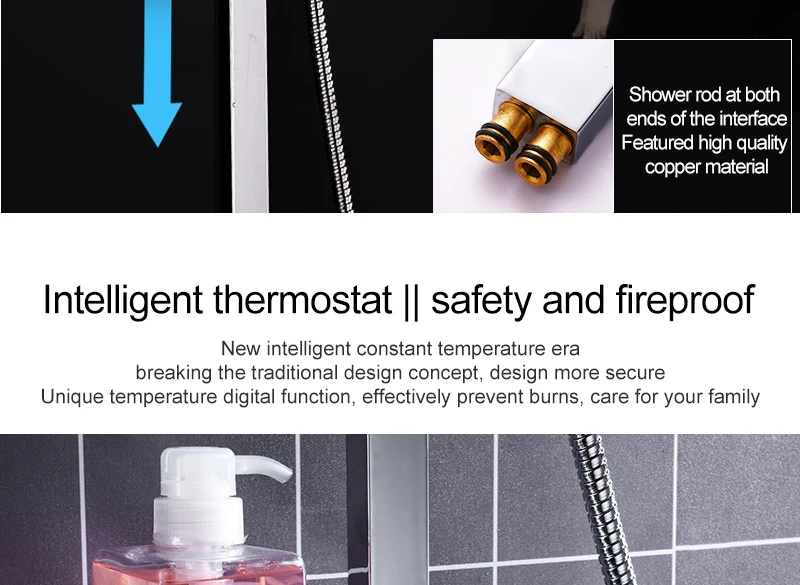 In Wall Exposed Touch Digital Shower Bath 3 Function Bathroom Shower Set Smart Intelligent Thermostat Waterfall Rain Shower (19)
