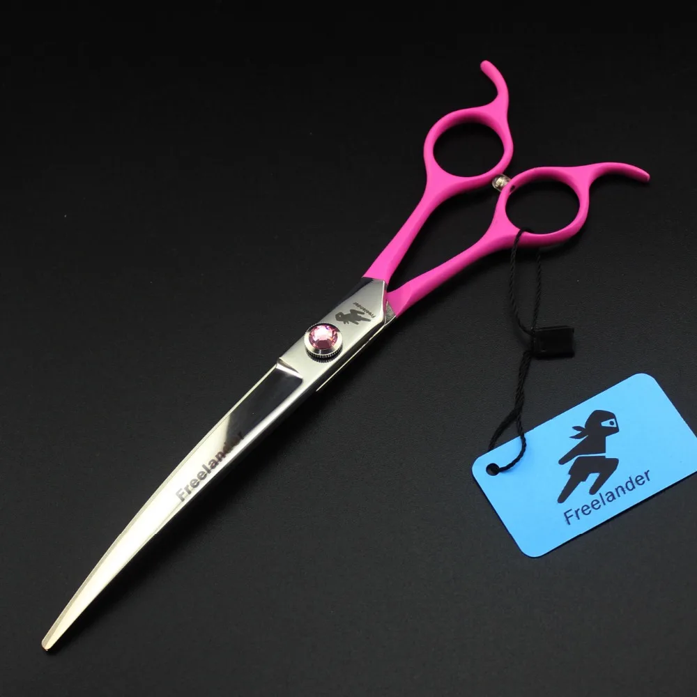 7,5 дюймов розовый ручка изогнутые Высокое качество Уход за питомцем вычесывание ножницы