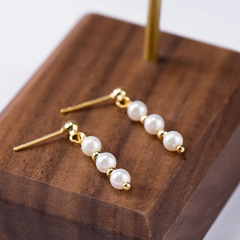 pearl earring golden earring 100% 925 Sterling silver Jewelry fashion Hypoallergenic Stud earrings  woman gift