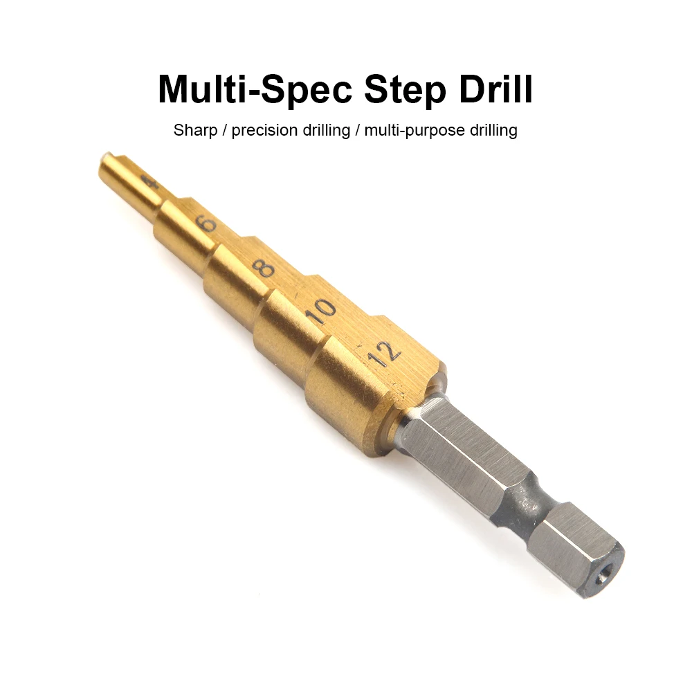 JelBo 1PC 4-12mm Cone Step Drill Bit Titanium Coated HSS Step Drill Bit Power Tools Countersink Drill Bit For Hole Drilling JelBo 1PC 4-12mm Cone Step Drill Bit Titanium Coated HSS Step Drill Bit Power Tools Countersink Drill Bit For Hole Drilling