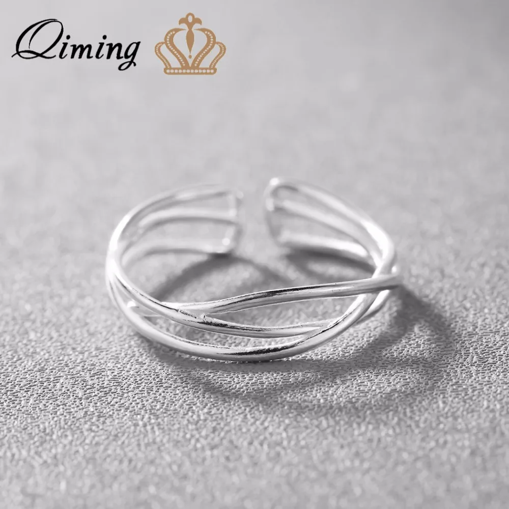 Минималистичное модное кольцо QIMING женское свадебное роскошное Ювелирное