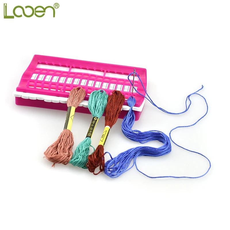 

Looen Multi-function Cross Stitch Kits 30 Positions Row Line Tool Green Purple Rose Color Thread Organizer Pincushion Set