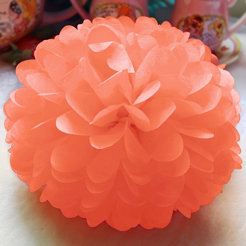 Peach Orange 4 дюйма 10 см Папиросные бумажные помпоны Цветочные шары для свадебного украшения для детского дня рождения товары для рождественской вечеринки поделки своими руками - Цвет: Peach Orange
