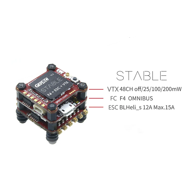 

GEPRC Stable F4 Mini Fly Tower F4 Flight Control Betaflight+ 12A/20A BLHELI-S 4in1 ESC+ 48CH 200mW VTX for micro Drone FPV