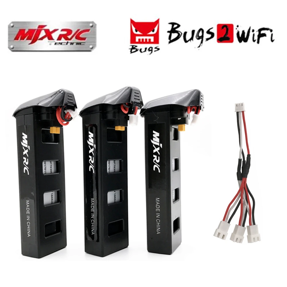 

Saleaman MJX Bugs2 Battery 7.4V 1800mAh 25C Li-po battery for MJX B2W B2C Brushless RC Quadcopter Drone Spare Parts Battery
