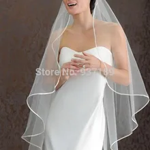 Горячая 1 слой дешевые белые/белоснежные свадебные вуали Короткие Свадебные аксессуары Фата свадебная вуаль с атласная повязка