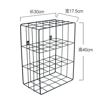 Скандинавские стеллажи кованая железная стойка для хранения многослойная рама для отделки Пробивка настенная стойка - Цвет: black 3layer