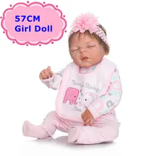 New Fashion 57CM NPK Full Body Silicone Baby Reborn Dolls Real-Looking Sleeping Newborn Girl Kids Bathe Toys Girl Gift Brinquedo