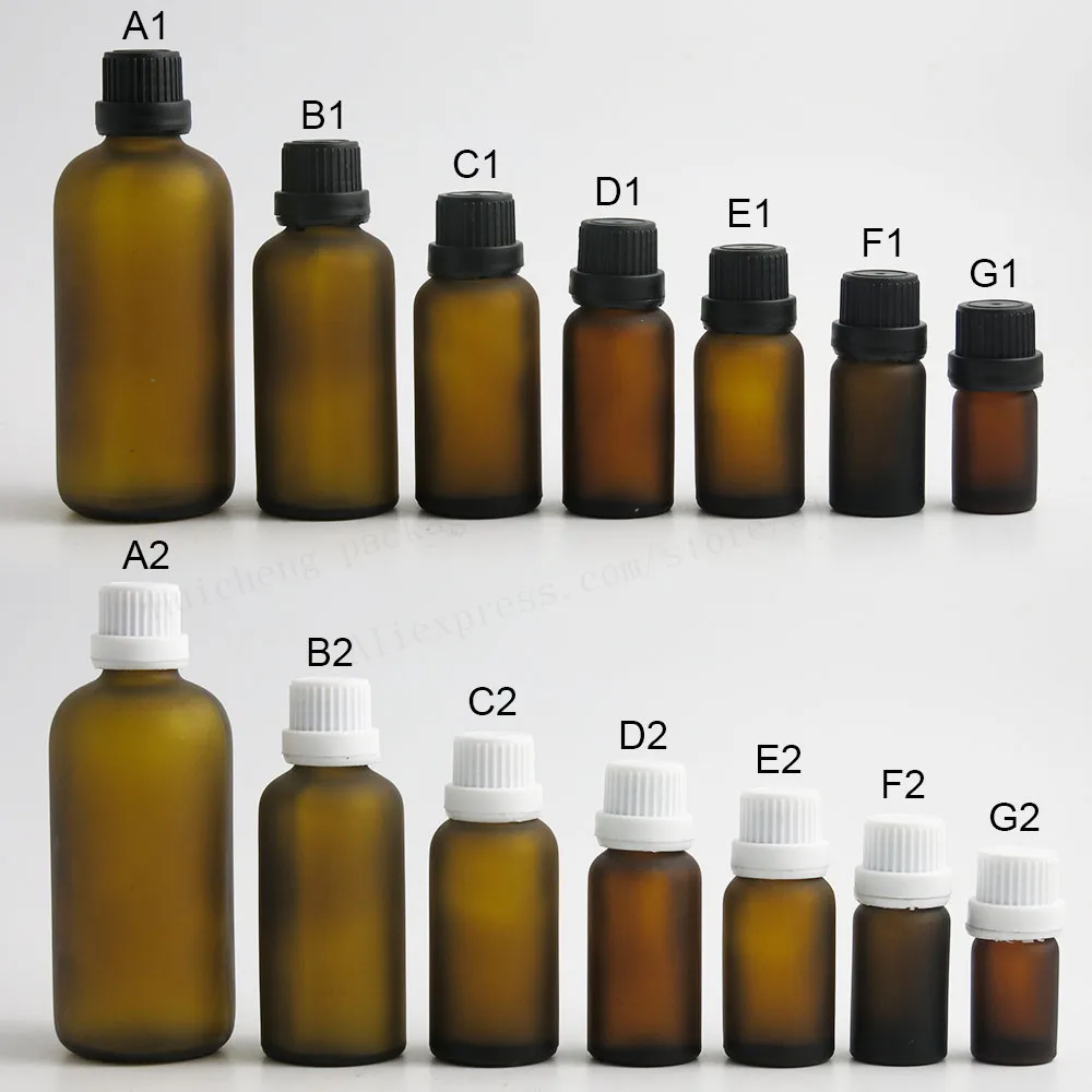 Travel 100ML 50ML 30ML 20ML 10ML 5ML Empty Frost Amber Boston Round Glass Essential Bottle White Black Tamper Evident Cap 12pcs | Красота и