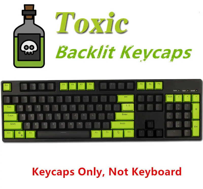 

87/104 Keys Toxic PBT Keycap ANSI Translucent Backlit Keycaps Key caps for Cherry MX Mechanical Gaming Keyboard + Keycap Puller