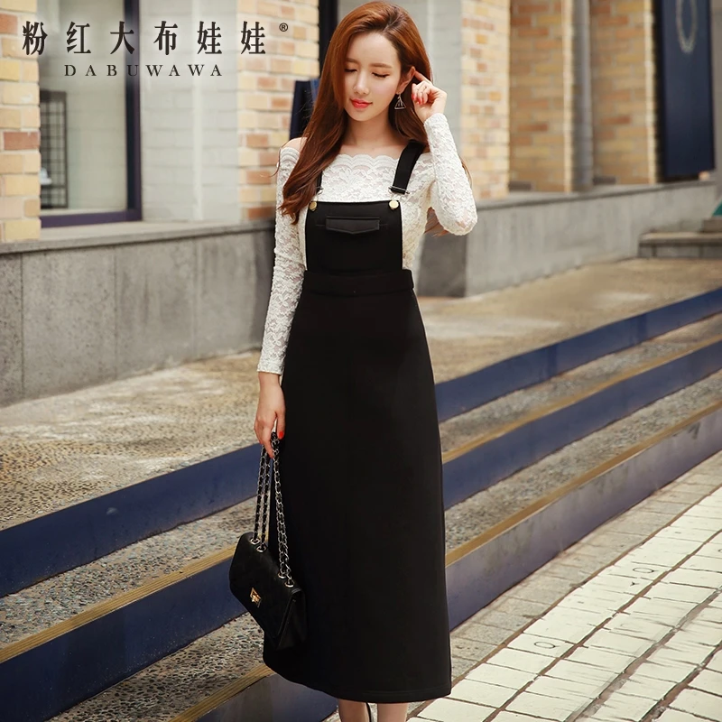 original suspender skirt female fall 2016 autumn new slim all match