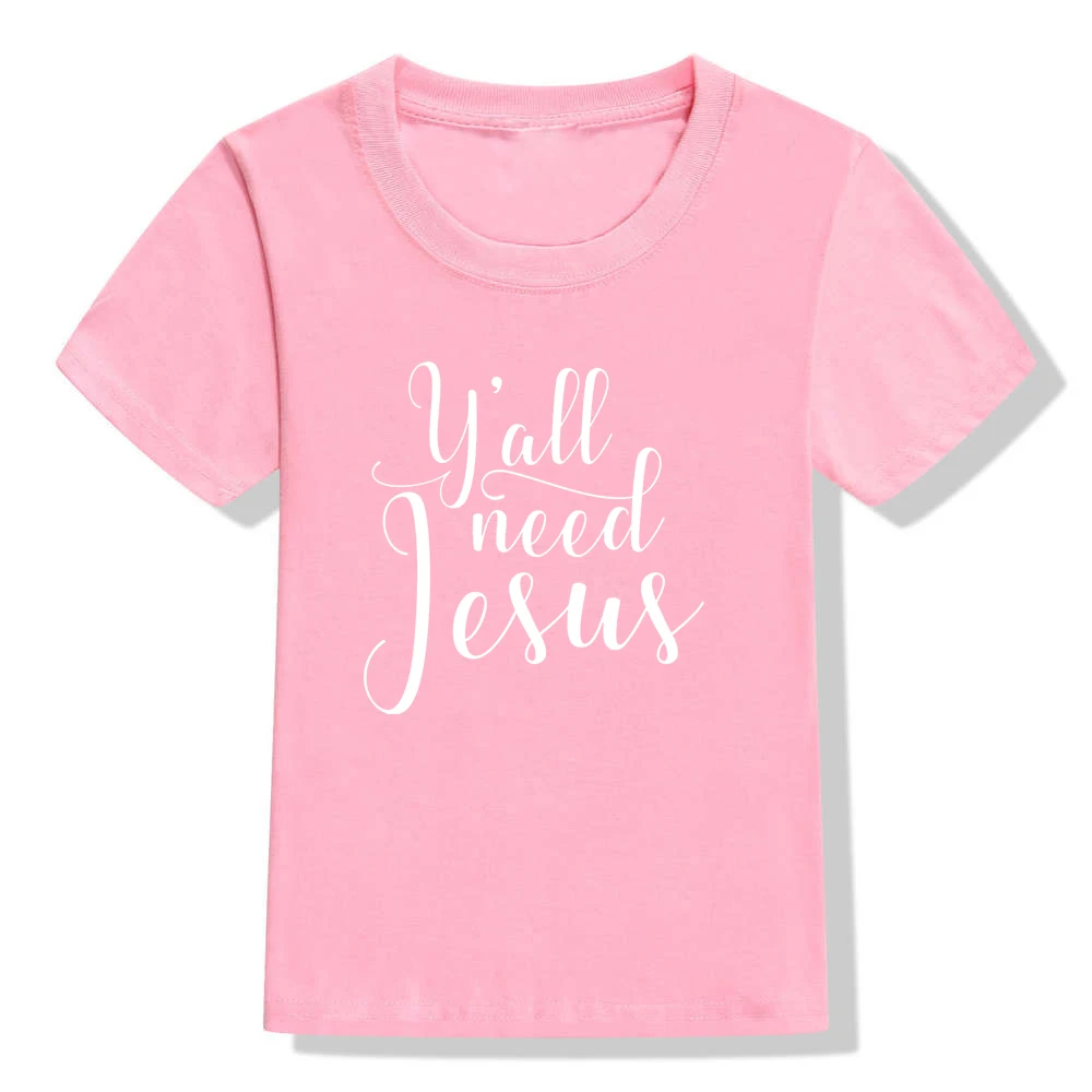 Детская футболка Y'all Need Jesus Модная Летняя Повседневная рубашка с буквенным принтом для мальчиков и девочек топы, одежда детская футболка футболки для малышей