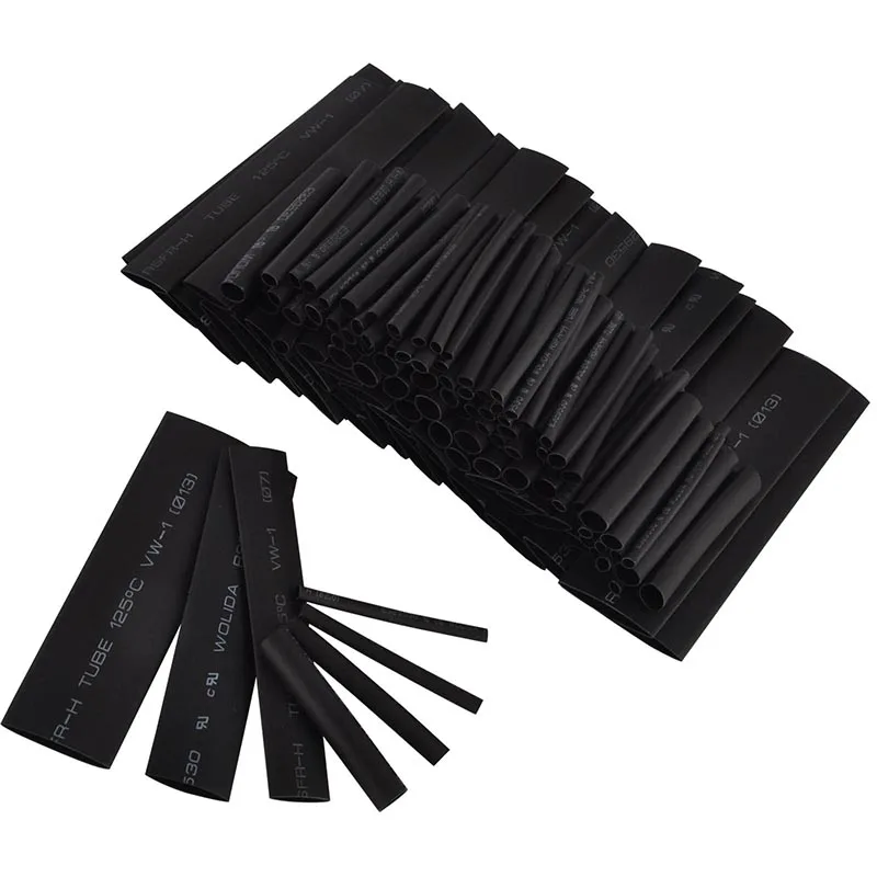

127pcs 2:1 7 Sizes Assortment Polyolefin Halogen-Free Heat Shrink Tubing Tube Sleeving Wire Cable Kit