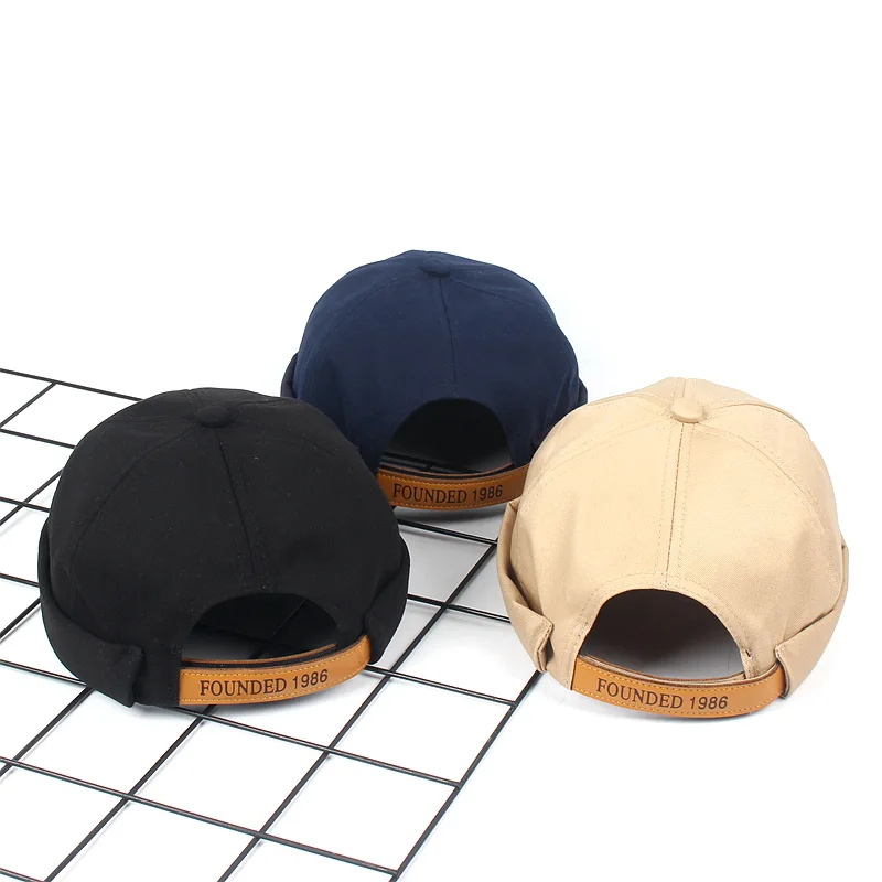 Retro Men Street Casual Docker Sailor Biker Hat Beanie Brimless Cap Unisex Pumpkin Vintage Beanies | Аксессуары для одежды