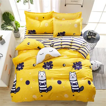

Yellow bedclothes Bed Sheet Set 3/4Piece Bed Sheet Set Childrens Bedding Set twin full queen king size Cartoon duvet cover Set
