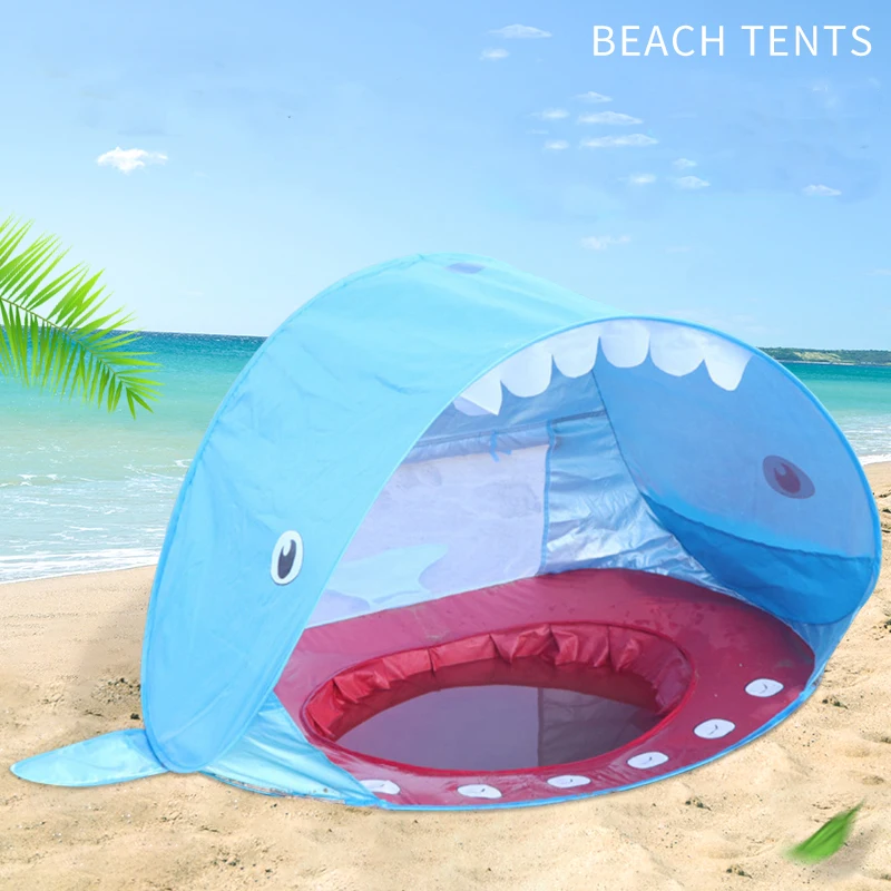 

Baby Beach Tent Uv Protection Pop Up Open Automatic Open Sunshelter With Pool Waterproof Portable Whale Kids Tents Small House