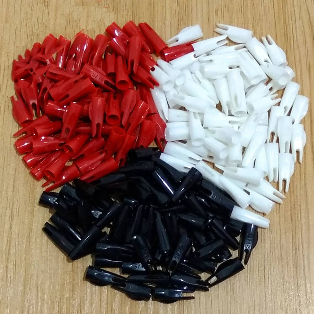 

100 pcs/lot Archery Arrow Hunting Arrows Nocks Plastic Outwear Arrow Tail Used For 8mm Wooden Arrow Shafts AT01