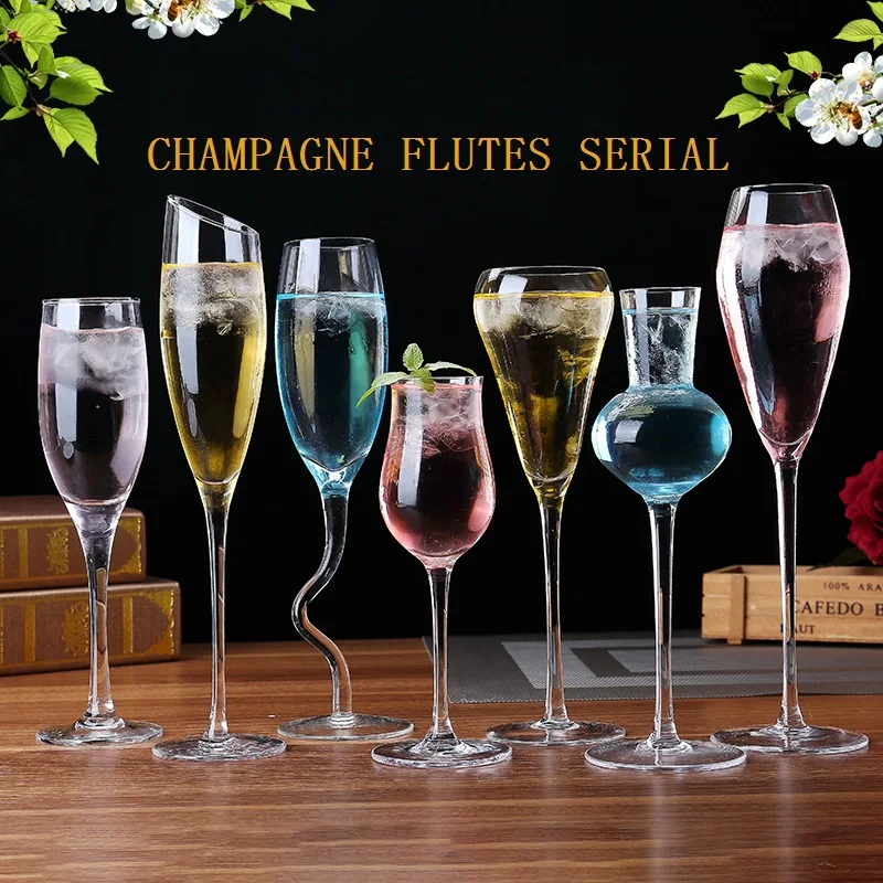 

ULKNN Creative Champagne Flutes Serial Lead-free Crystal Red Wine Glasses Cup Cocktail Glass Goblet Lover Birthday Gifts