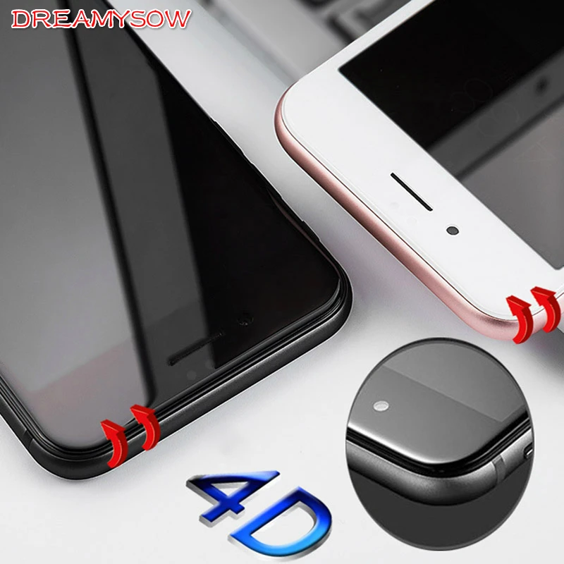 

4D Curved Arc Edge Tempered Glass For iphone 8 7 6 6S 9H POLYMER ENGRAVING for iPhone 6S 6 7 8 Screen Protector For iPhone 7 6 8
