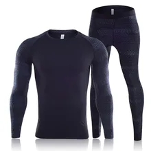 Осенне-зимний комплект термобелья, мужское Брендовое быстросохнущее антимикробное эластичное мужское термобелье с принтом, теплые кальсоны HI-Q