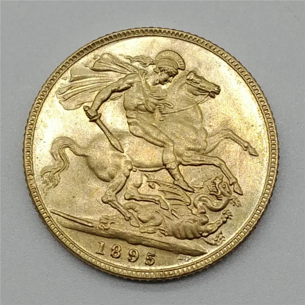 

UK 1895 Gold Coins Queen Victoria Knight Sovereign Brass Coin Plated