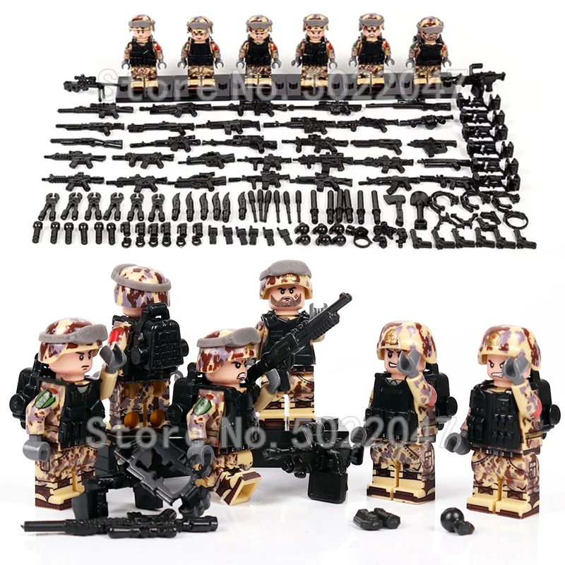 

Military Figures Camouflage Special Forces Building Blocks Soldier Special Police Weapons Gift For Boy Assemble Toys Legoinglys