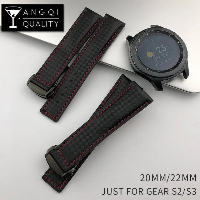 22mm Di Sport In Fibra Di Carbonio In Pelle Per Omega Samsung Gear S2 S3 Frontie 22mm Di Sport In Fibra Di Carbonio In Pelle Per Omega Samsung Gear S2 S3 Frontie
