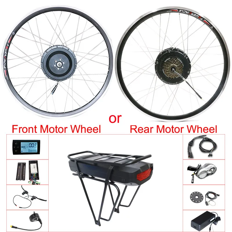 48 в 500 Вт передний/задний мотор колеса Электрический велосипед комплект 48 В Ступица колеса мотор E велосипед комплект 2" 24" 2" 700C lcd комплект для переоборудования электрического велосипеда