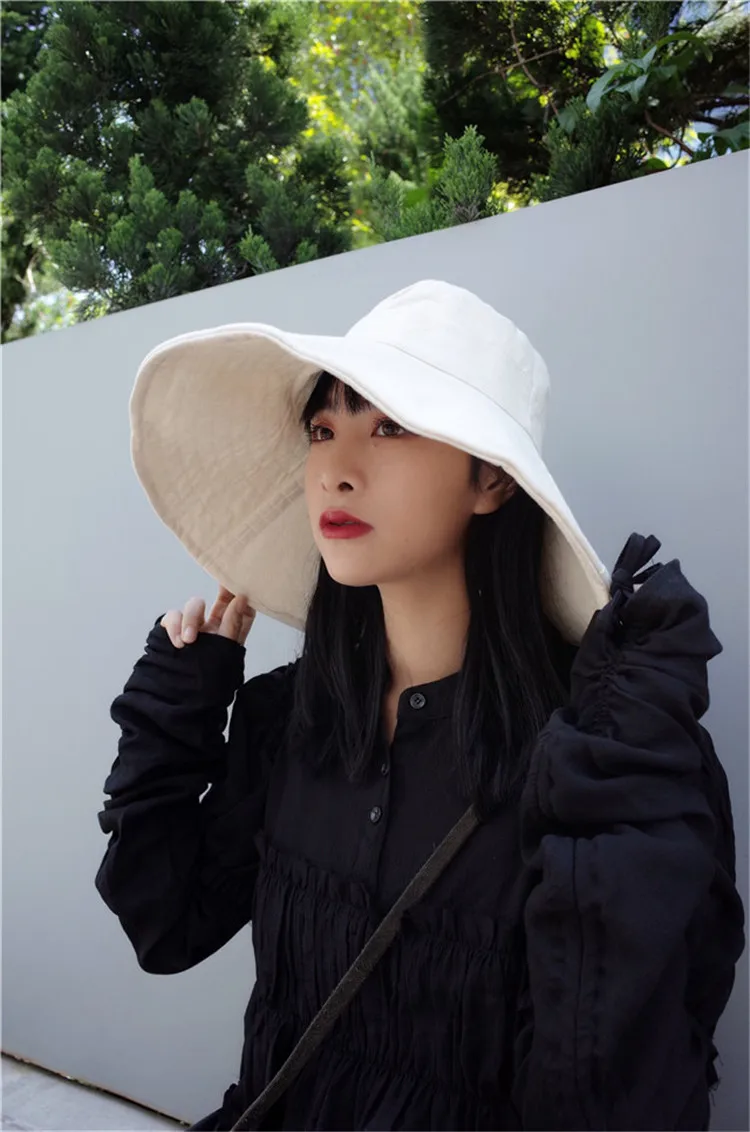2018 New Japanese Solid Color Sun Hat Summer Travel Collapsible Sun Protection Beach Casual Sun Hat ACA96 (5)