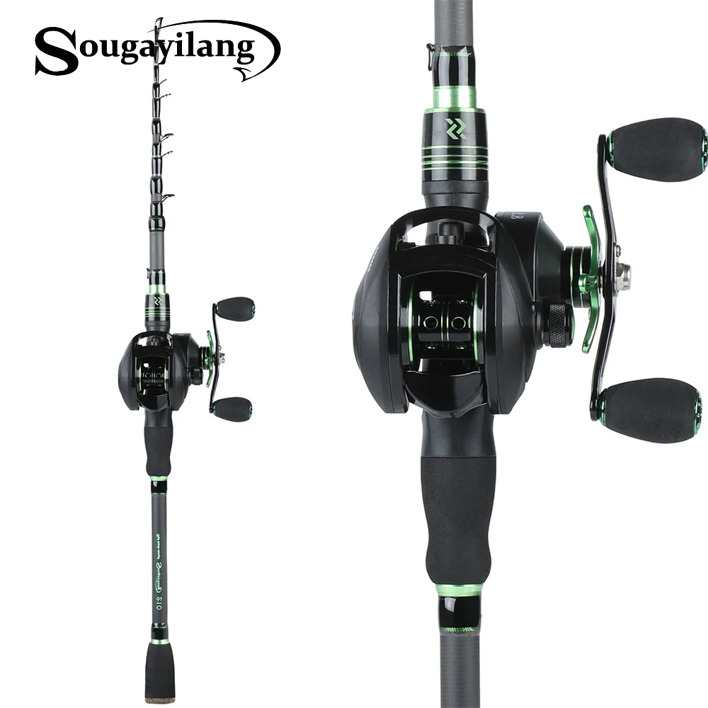

Sougayilang Telescopic Fishing Rod and Baitcasting Reel Sets Portable Lure Fishing Rod Kit Spinning Fishing Rod Rod Combo pesca