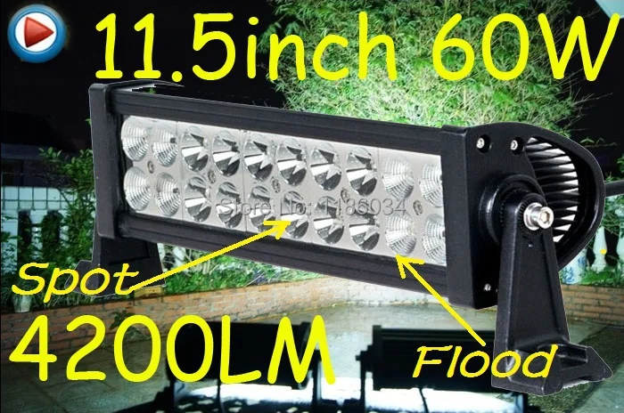 

Free ship!1pcs/set,11.5inch 60W 4200LM 10~30V,6500K,Epistar,LED working bar,Boat,Bridge,Truck,SUV Offroad car,4x4,black!72W!