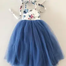 Платье принцессы для маленьких девочек детское платье без рукавов с цветочным рисунком для маленьких девочек кружевные вечерние платья из тюля для детей 1-7 лет